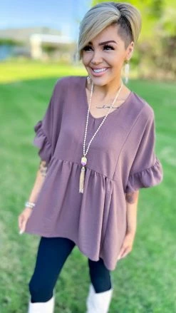 The ZigZag Stripe Brown Flirty Calls Top TOPS & TUNICS