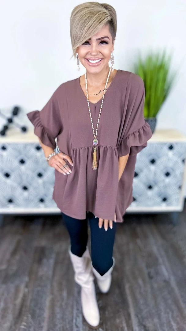 The ZigZag Stripe Brown Flirty Calls Top TOPS & TUNICS