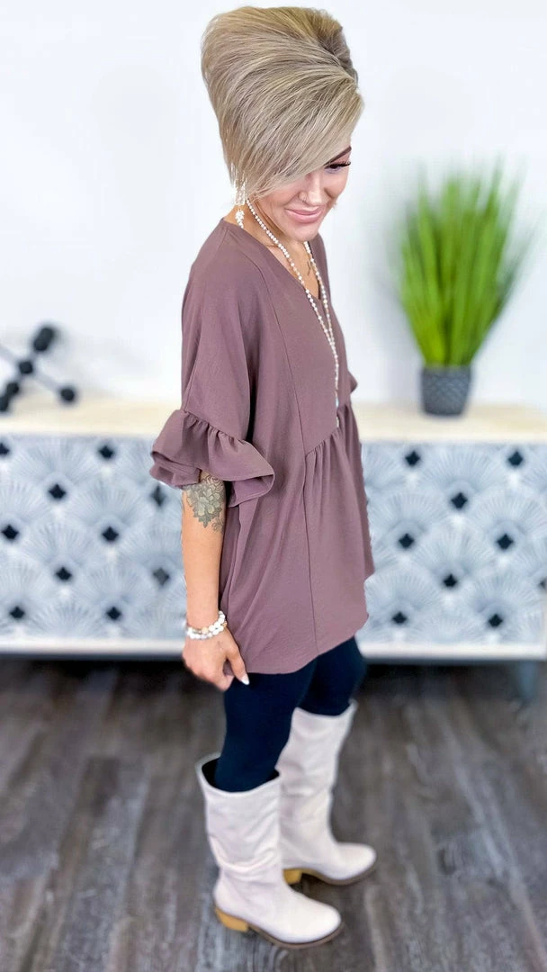 The ZigZag Stripe Brown Flirty Calls Top TOPS & TUNICS