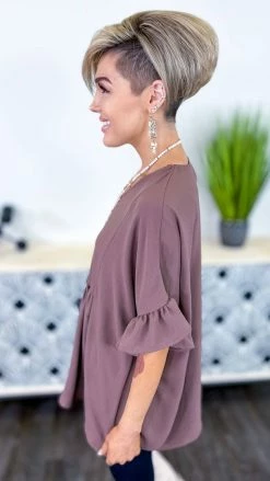 The ZigZag Stripe Brown Flirty Calls Top TOPS & TUNICS