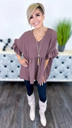 The ZigZag Stripe Brown Flirty Calls Top TOPS & TUNICS
