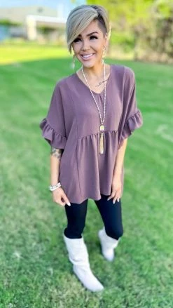 The ZigZag Stripe Brown Flirty Calls Top TOPS & TUNICS