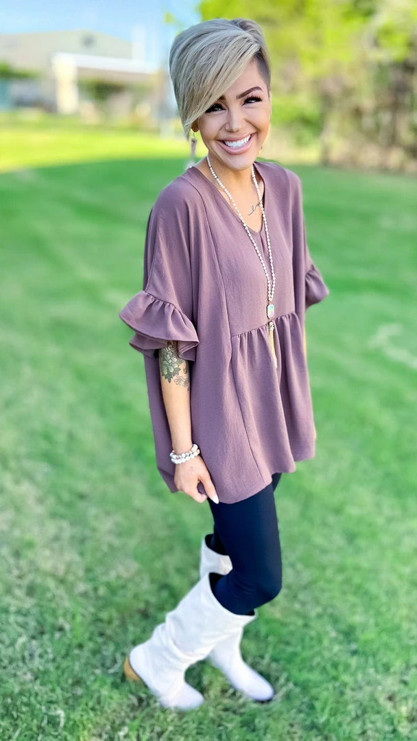 The ZigZag Stripe Brown Flirty Calls Top TOPS & TUNICS