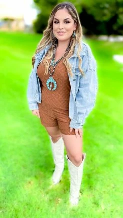 The ZigZag Stripe Brown Graceful Feelings Romper [NO RETURNS]