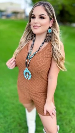 The ZigZag Stripe Brown Graceful Feelings Romper [NO RETURNS]