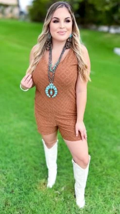 The ZigZag Stripe Brown Graceful Feelings Romper [NO RETURNS]