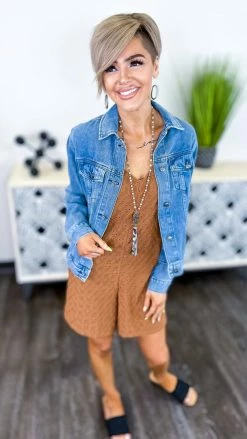 The ZigZag Stripe Brown Graceful Feelings Romper [NO RETURNS]