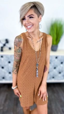 The ZigZag Stripe Brown Graceful Feelings Romper [NO RETURNS]