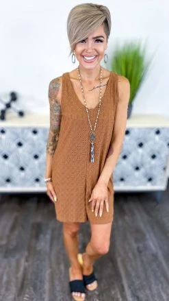 The ZigZag Stripe Brown Graceful Feelings Romper [NO RETURNS]