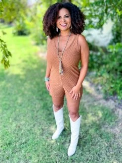 The ZigZag Stripe Brown Graceful Feelings Romper [NO RETURNS]