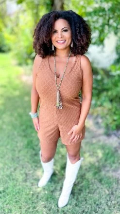 The ZigZag Stripe Brown Graceful Feelings Romper [NO RETURNS]