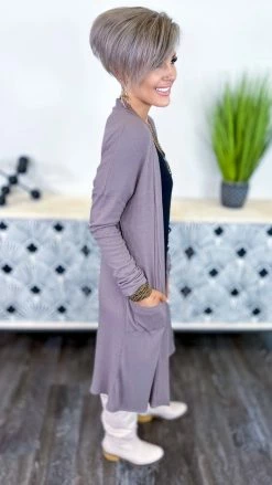 The ZigZag Stripe OUTERWEAR Brown Making Promises Cardigan