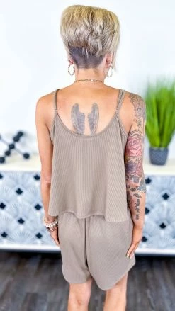 The ZigZag Stripe Brown Natural Comfort Romper [NO RETURNS]
