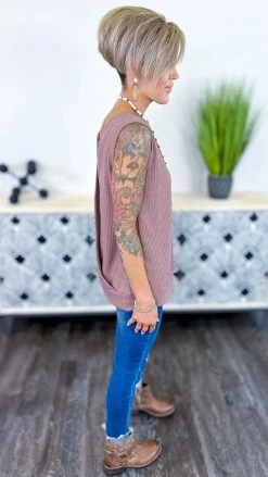 The ZigZag Stripe TOPS & TUNICS Brown Something Extra Reversible Tank [NO RETURNS]