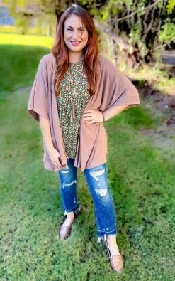 The ZigZag Stripe Brown Subtle Style Cardigan OUTERWEAR