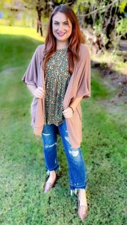 The ZigZag Stripe Brown Subtle Style Cardigan OUTERWEAR