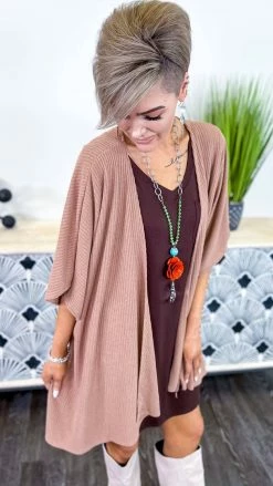The ZigZag Stripe Brown Subtle Style Cardigan OUTERWEAR