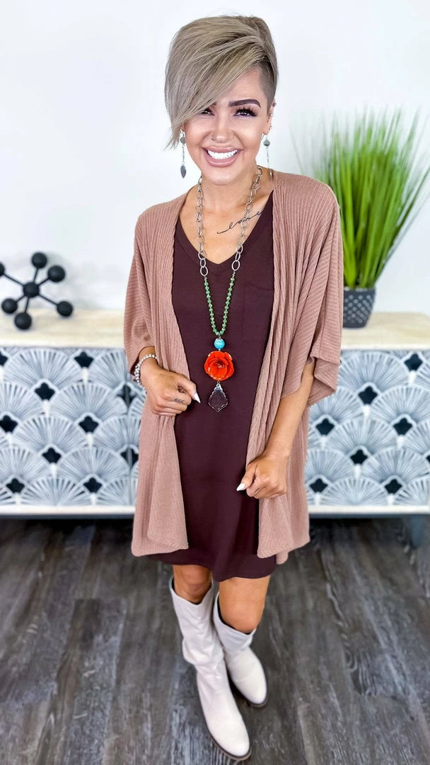 The ZigZag Stripe Brown Subtle Style Cardigan OUTERWEAR