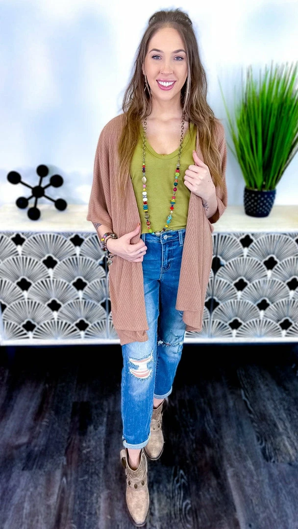 The ZigZag Stripe Brown Subtle Style Cardigan OUTERWEAR