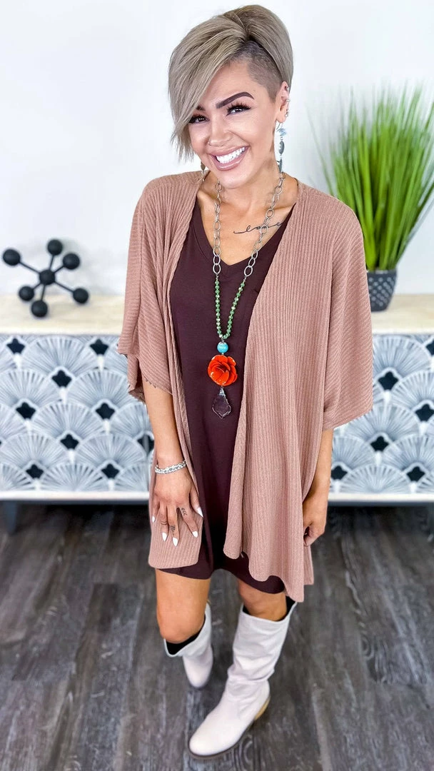 The ZigZag Stripe Brown Subtle Style Cardigan OUTERWEAR