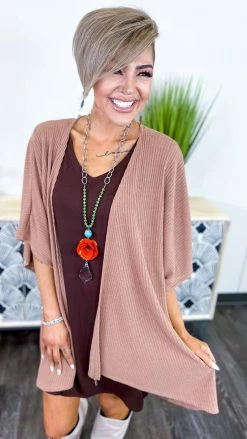 The ZigZag Stripe Brown Subtle Style Cardigan OUTERWEAR