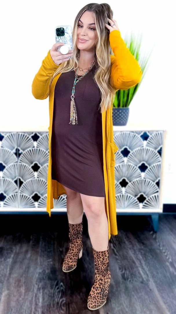 The ZigZag Stripe Brown T-Shirt Dress DRESSES