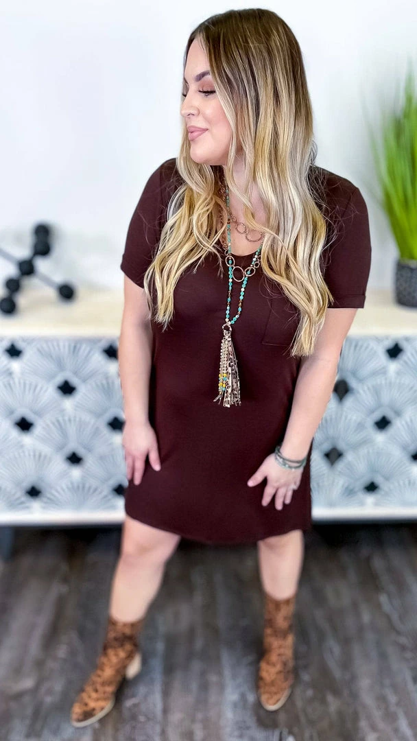 The ZigZag Stripe Brown T-Shirt Dress DRESSES