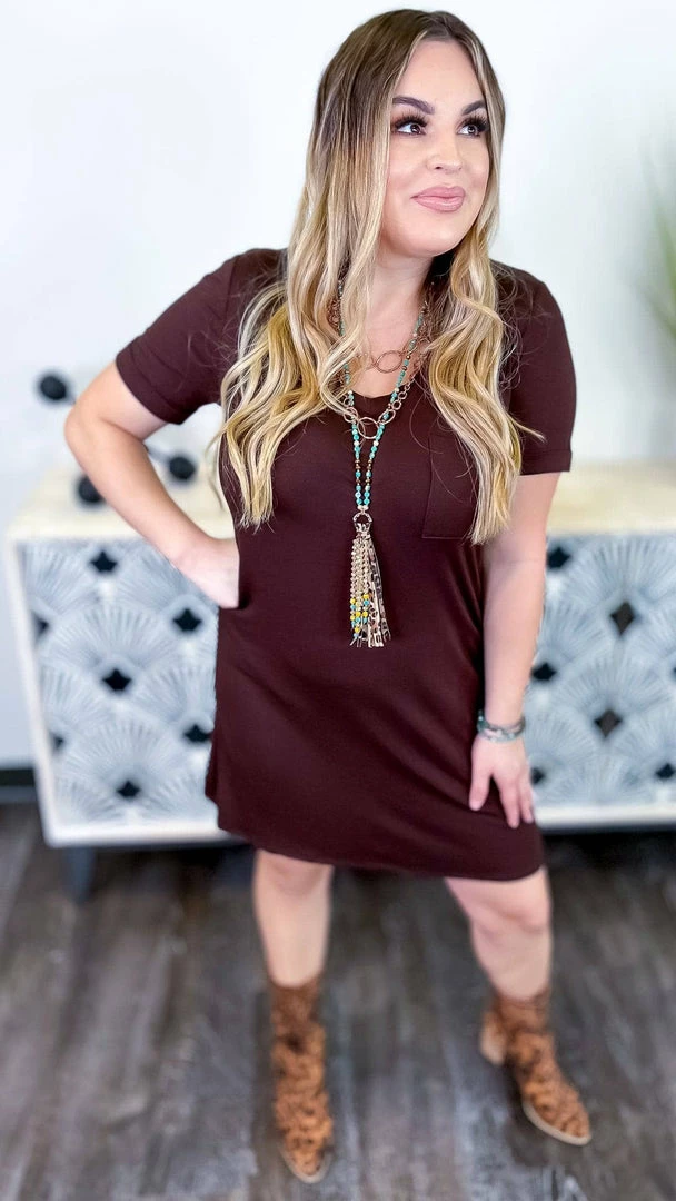 The ZigZag Stripe Brown T-Shirt Dress DRESSES