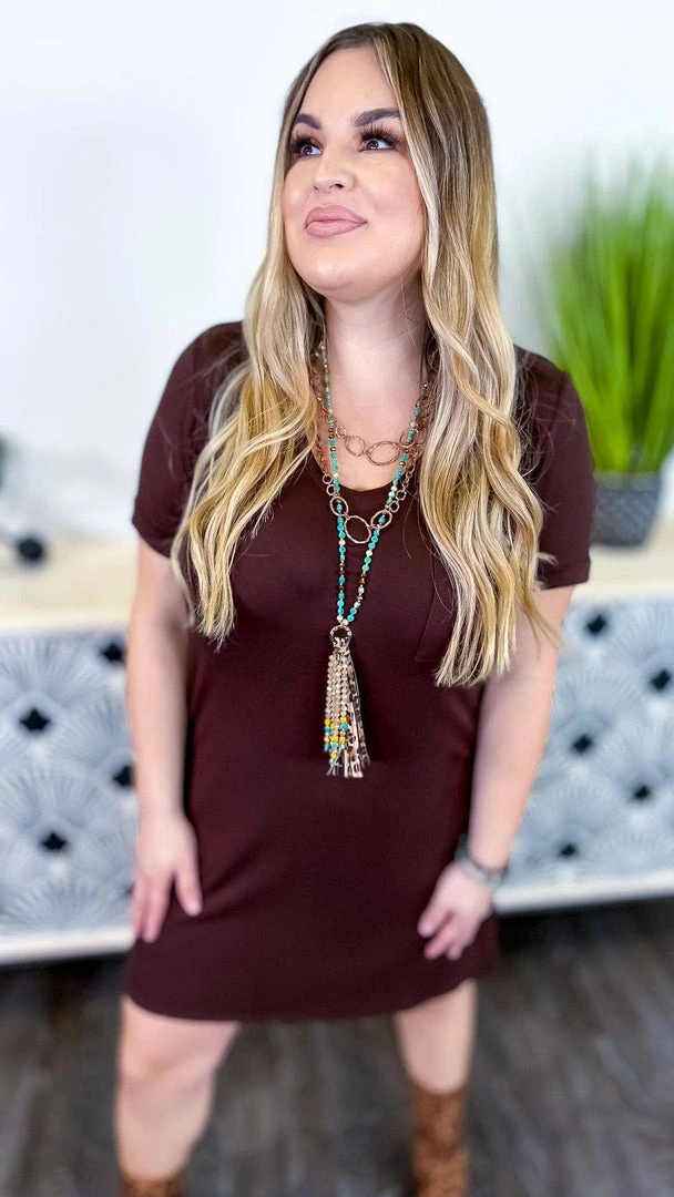 The ZigZag Stripe Brown T-Shirt Dress DRESSES