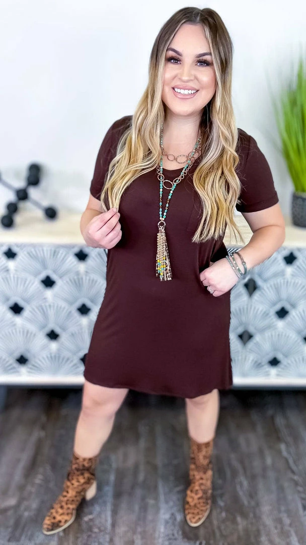 The ZigZag Stripe Brown T-Shirt Dress DRESSES