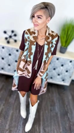 The ZigZag Stripe Brown T-Shirt Dress DRESSES