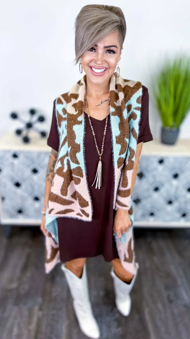 The ZigZag Stripe Brown T-Shirt Dress DRESSES