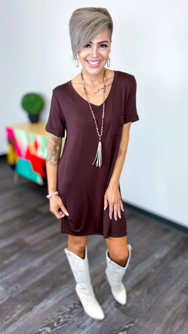 The ZigZag Stripe Brown T-Shirt Dress DRESSES