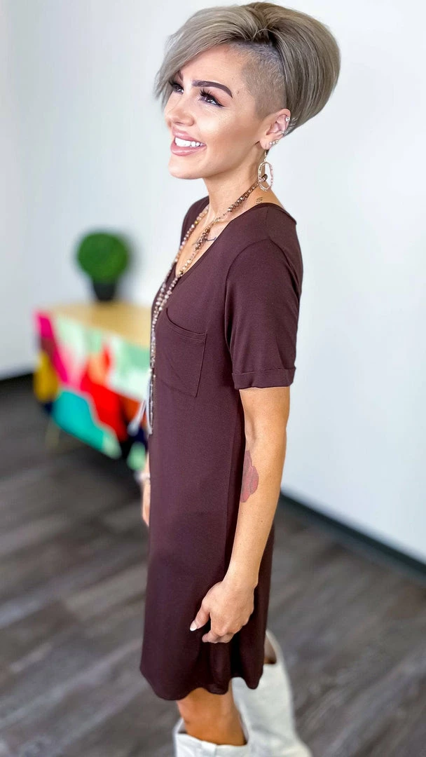 The ZigZag Stripe Brown T-Shirt Dress DRESSES