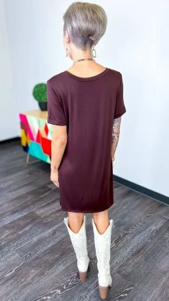 The ZigZag Stripe Brown T-Shirt Dress DRESSES