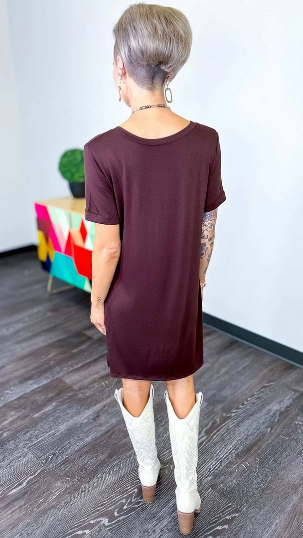 The ZigZag Stripe Brown T-Shirt Dress DRESSES
