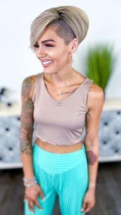 The ZigZag Stripe Brown V-Neck Crop Brami Bramis