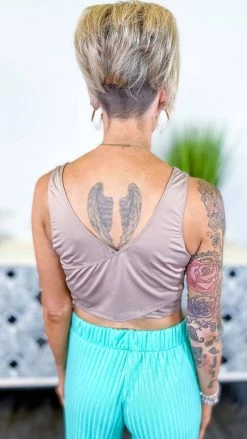 The ZigZag Stripe Brown V-Neck Crop Brami Bramis