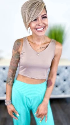 The ZigZag Stripe Brown V-Neck Crop Brami Bramis