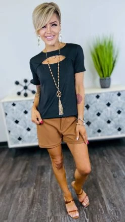 The ZigZag Stripe BOTTOMS Brown Wow Factor Shorts [NO RETURNS]