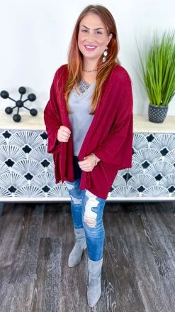 The ZigZag Stripe Burgundy Chime In Cardigan OUTERWEAR