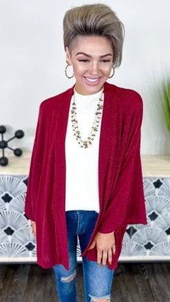 The ZigZag Stripe Burgundy Chime In Cardigan OUTERWEAR