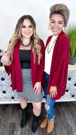 The ZigZag Stripe Burgundy Chime In Cardigan OUTERWEAR