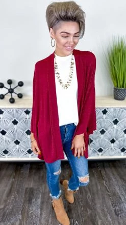 The ZigZag Stripe Burgundy Chime In Cardigan OUTERWEAR