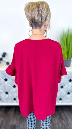 The ZigZag Stripe Burgundy Flirty Calls Top