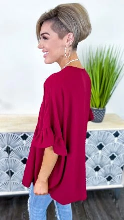 The ZigZag Stripe Burgundy Flirty Calls Top