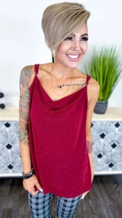 The ZigZag Stripe Burgundy Night Train Tank TOPS & TUNICS