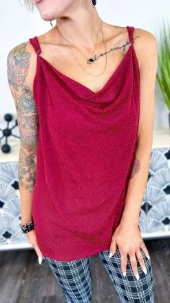 The ZigZag Stripe Burgundy Night Train Tank TOPS & TUNICS