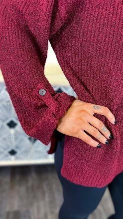 BiBi TOPS & TUNICS Burgundy Renewed Love Sweater