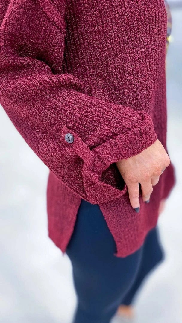 BiBi TOPS & TUNICS Burgundy Renewed Love Sweater